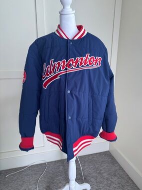 Seven7 Navy and Red Varsity-Style Jacket